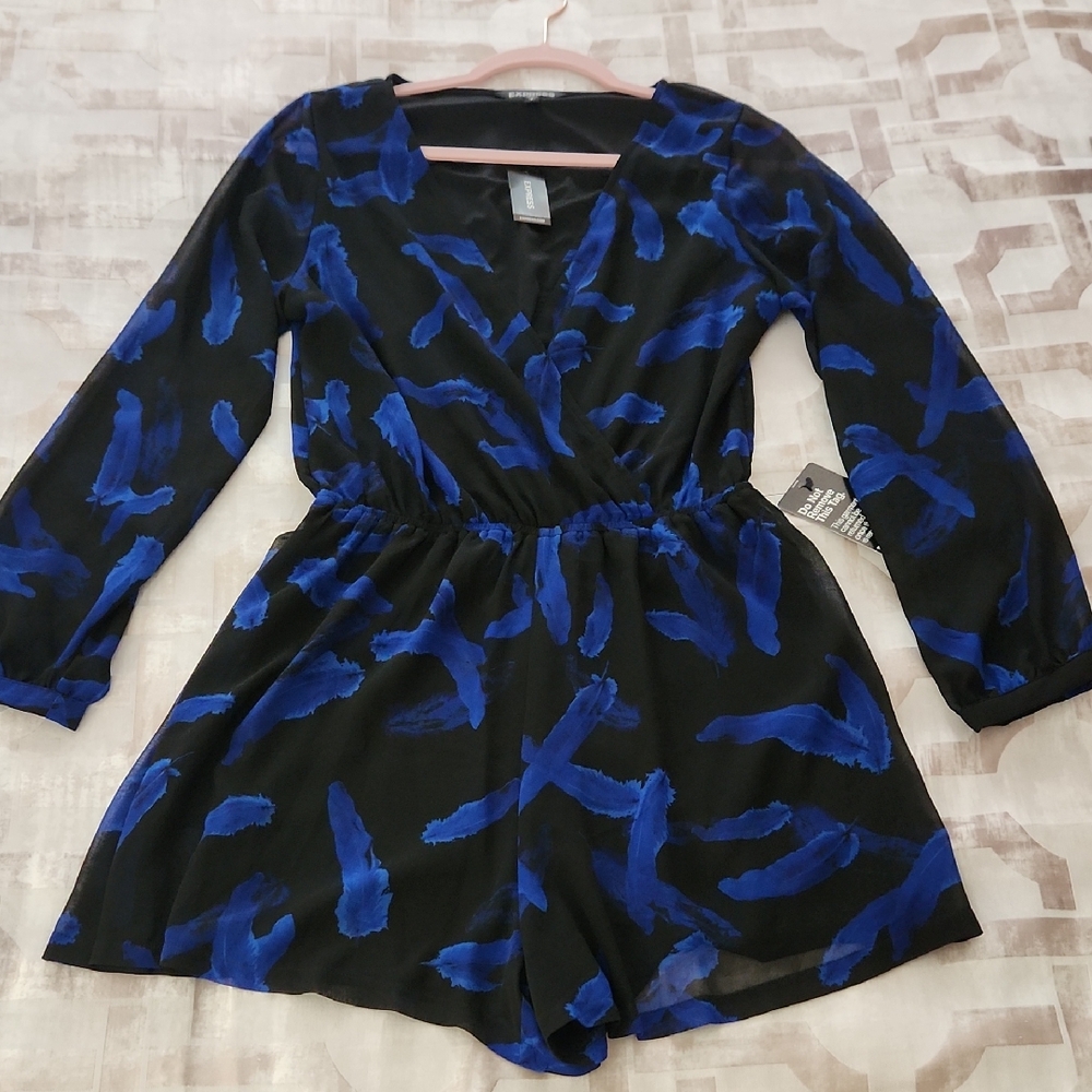 NWT Express Blue and Black Romper